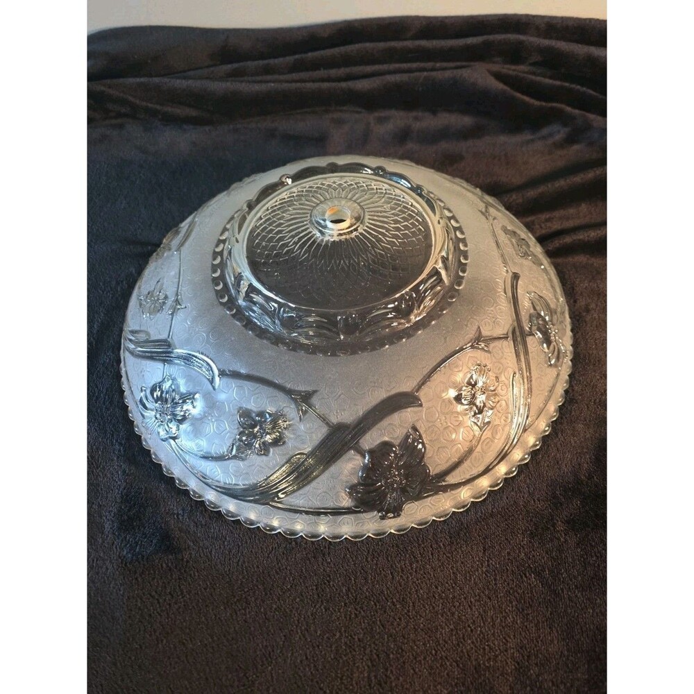 Porcelier Chandelier Antique Ceiling Glass Lamp Shade Large Floral Embossed